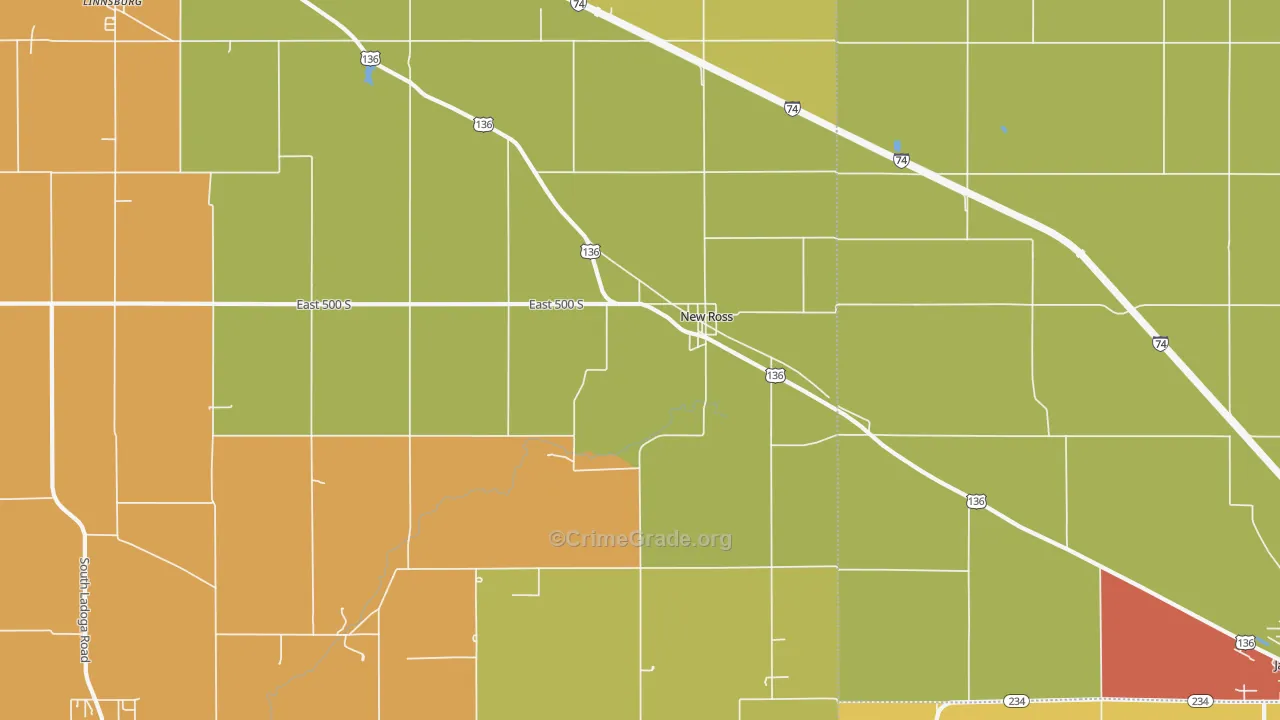 New Ross, IN Map of Vandalism Rates