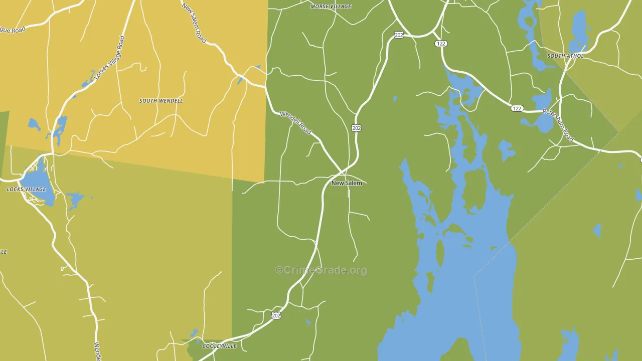 New Salem, MA Map of Vandalism Rates