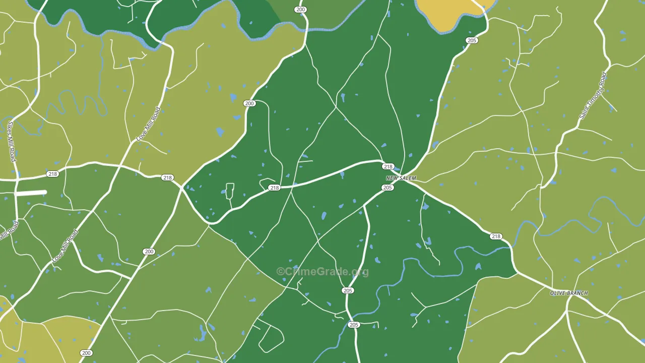 New Salem, NC Map of Vandalism Rates