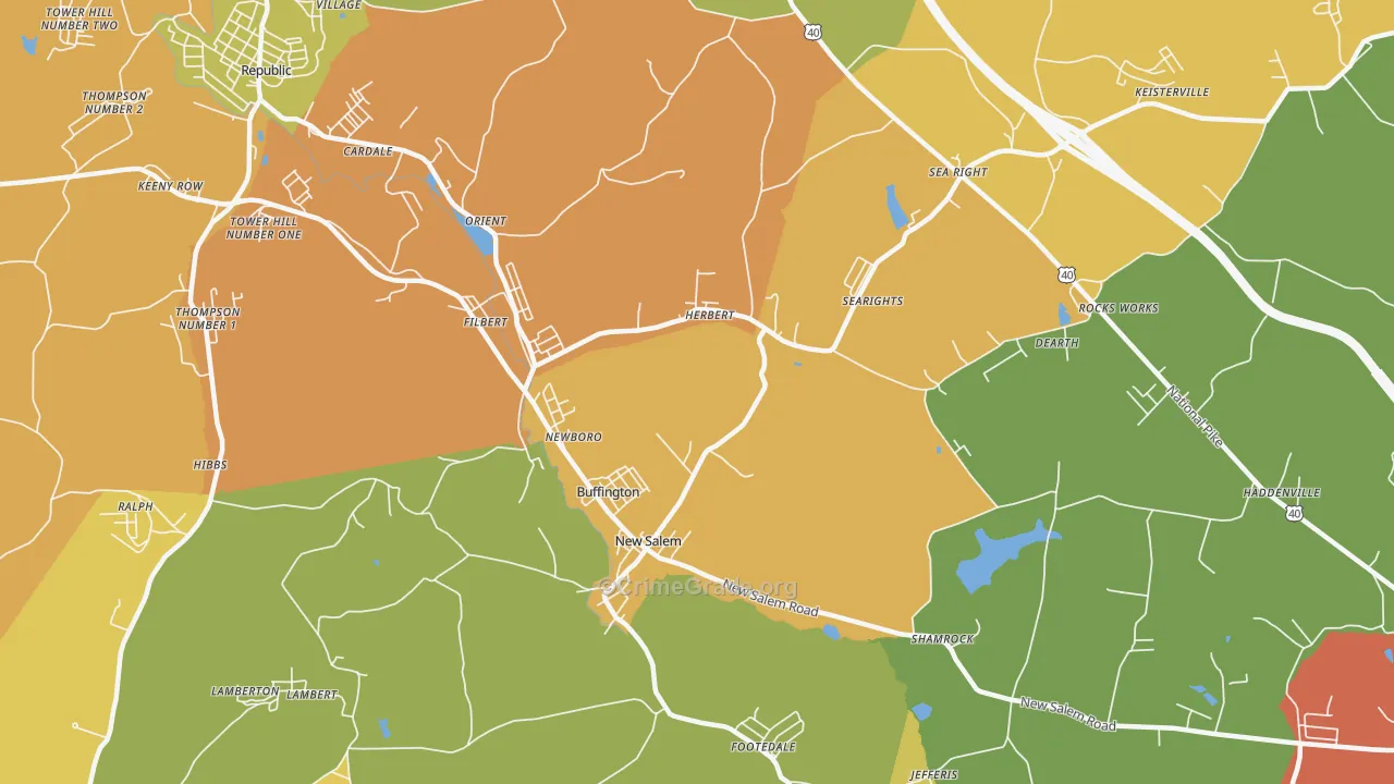 New Salem, PA Map of Vandalism Rates