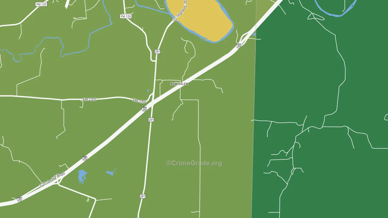 New Salem, TX Map of Vandalism Rates