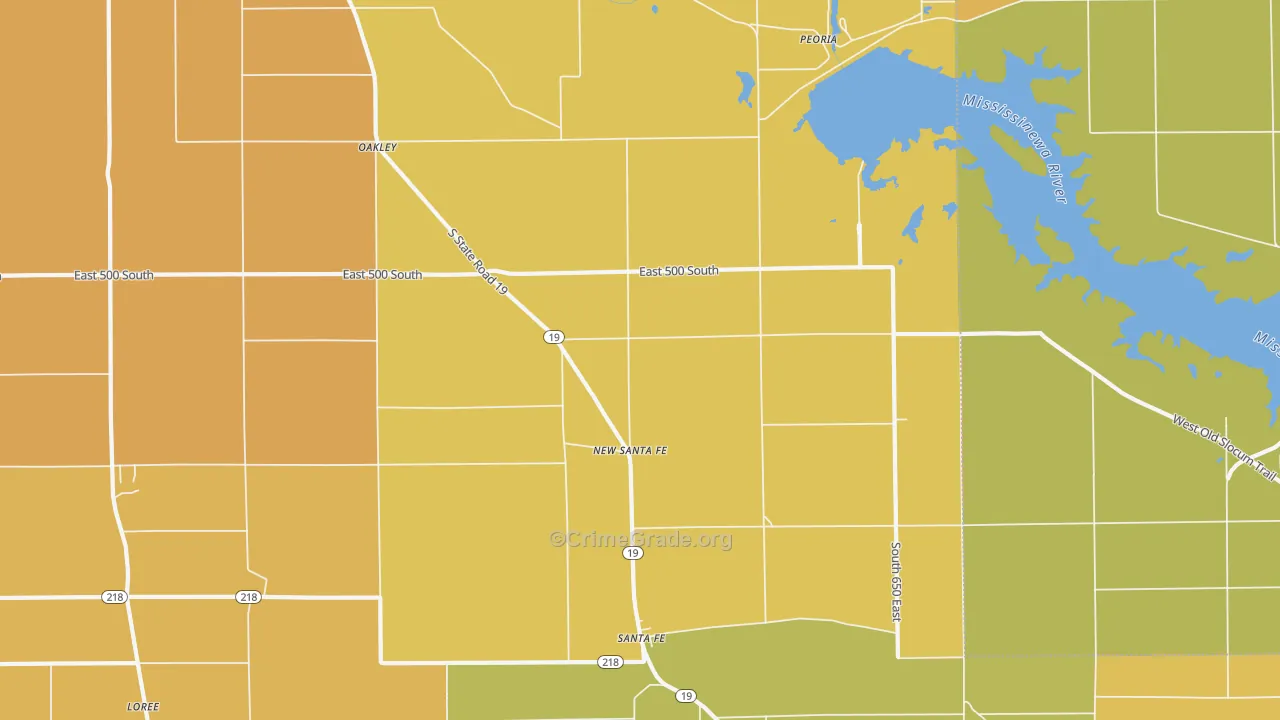 New Santa Fe, IN Map of Vandalism Rates