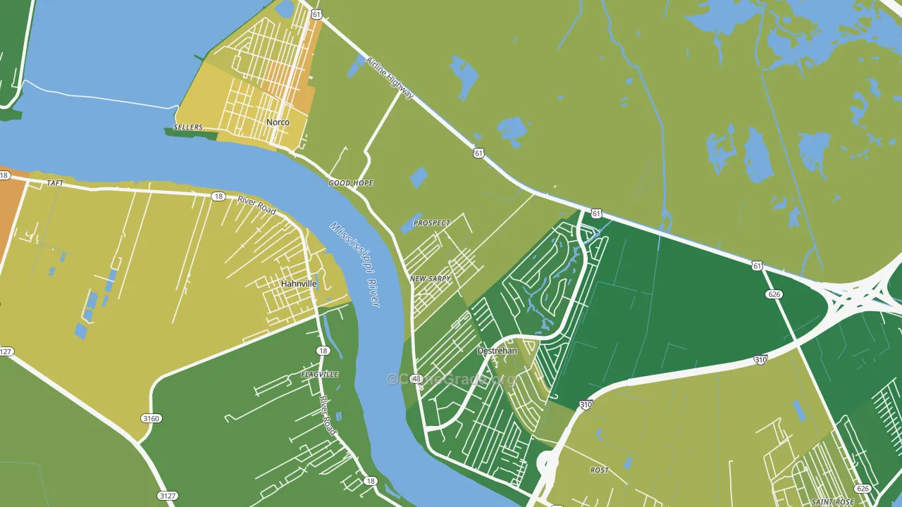 New Sarpy, LA Map of Vandalism Rates