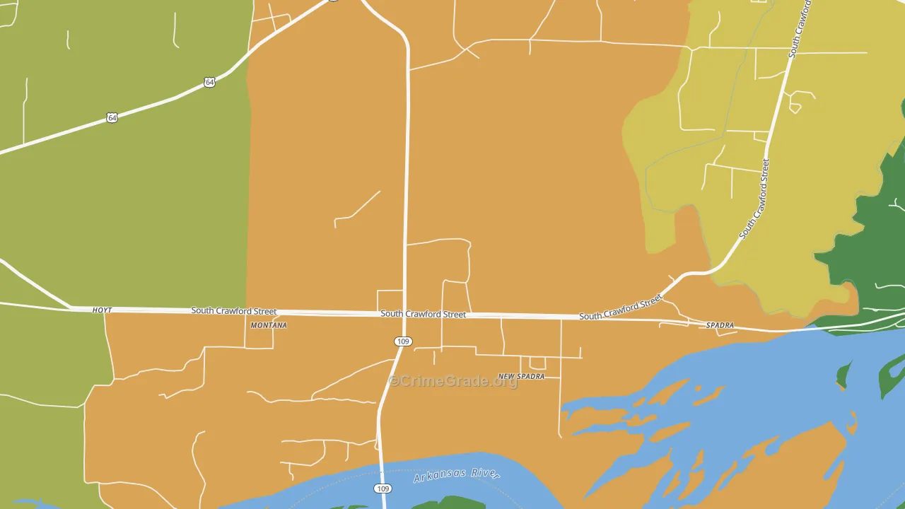 New Spadra, AR Map of Vandalism Rates