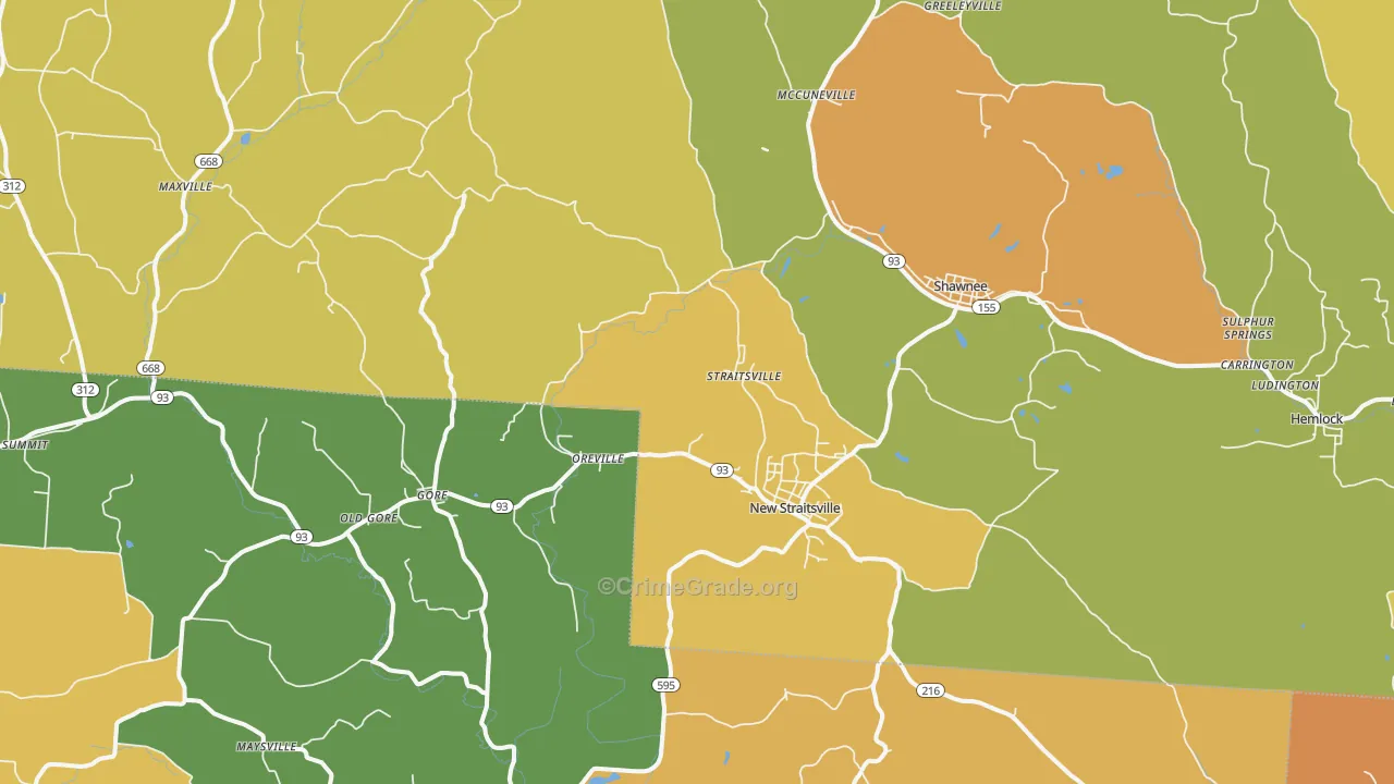 New Straitsville, OH Map of Vandalism Rates