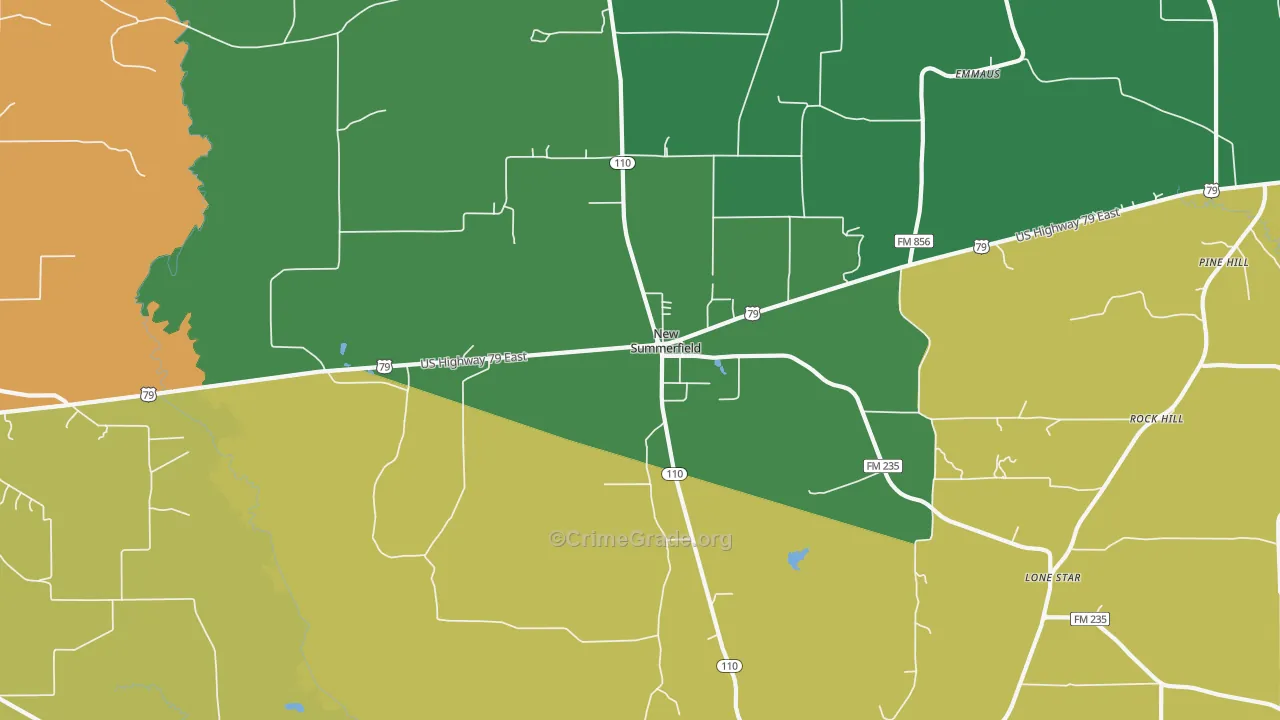 New Summerfield, TX Map of Vandalism Rates