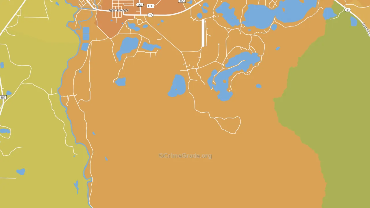New Swanzy, MI Map of Vandalism Rates