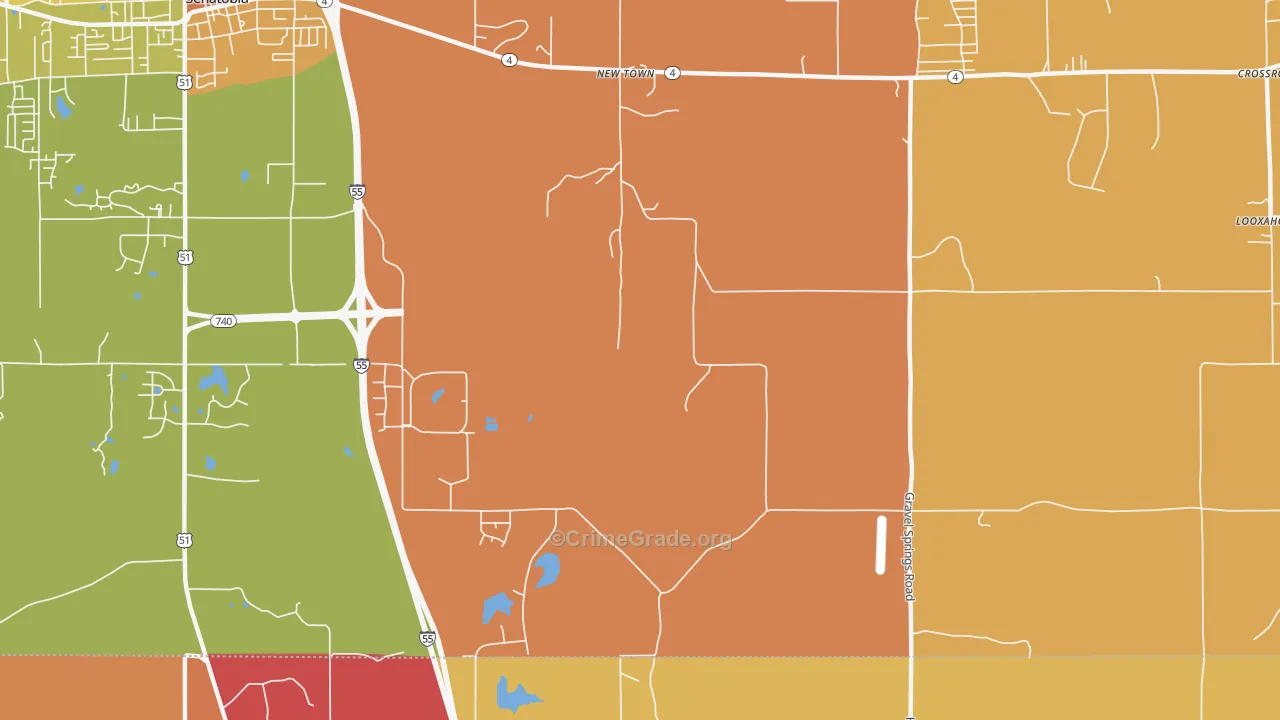 New Town, MS Map of Vandalism Rates