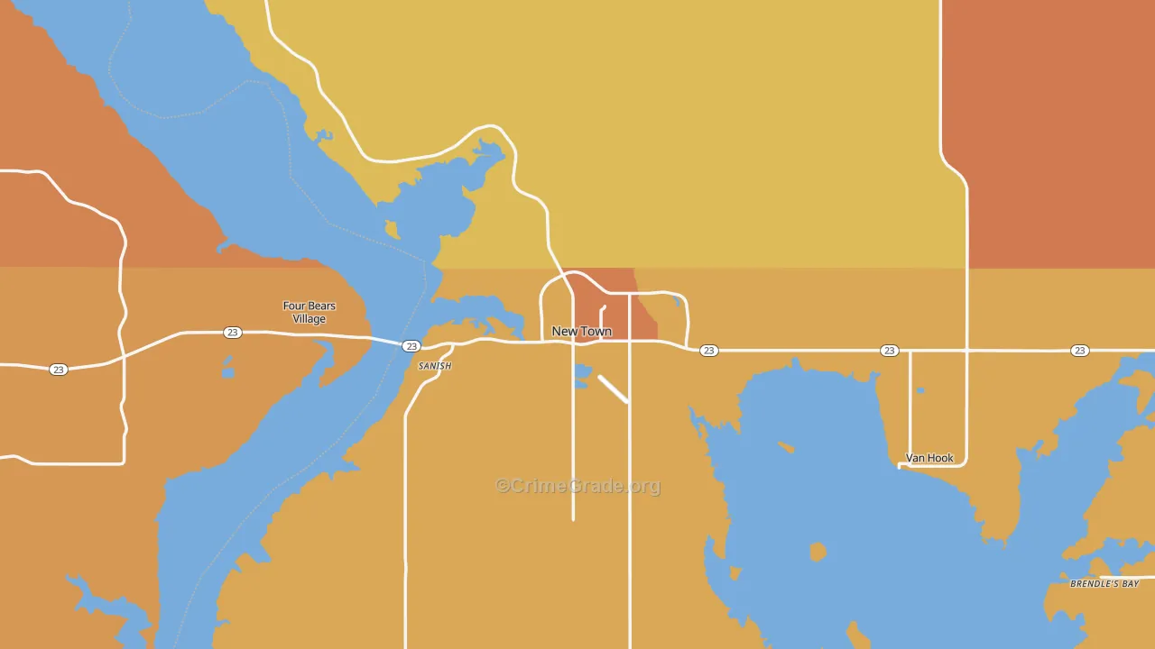 New Town, ND Map of Vandalism Rates