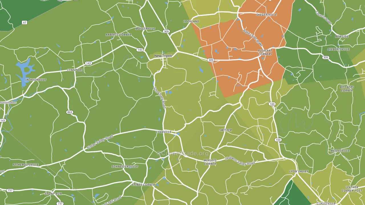 New Tripoli, PA Map of Vandalism Rates