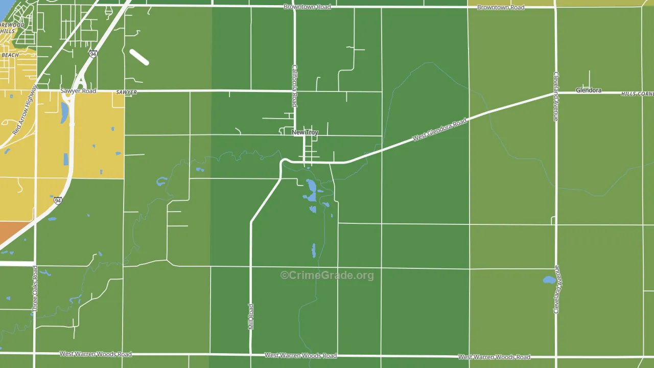New Troy, MI Map of Vandalism Rates