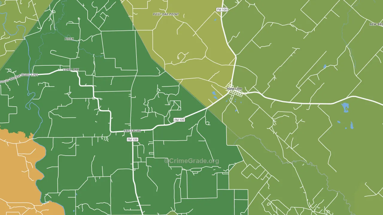 New Ulm, TX Map of Vandalism Rates