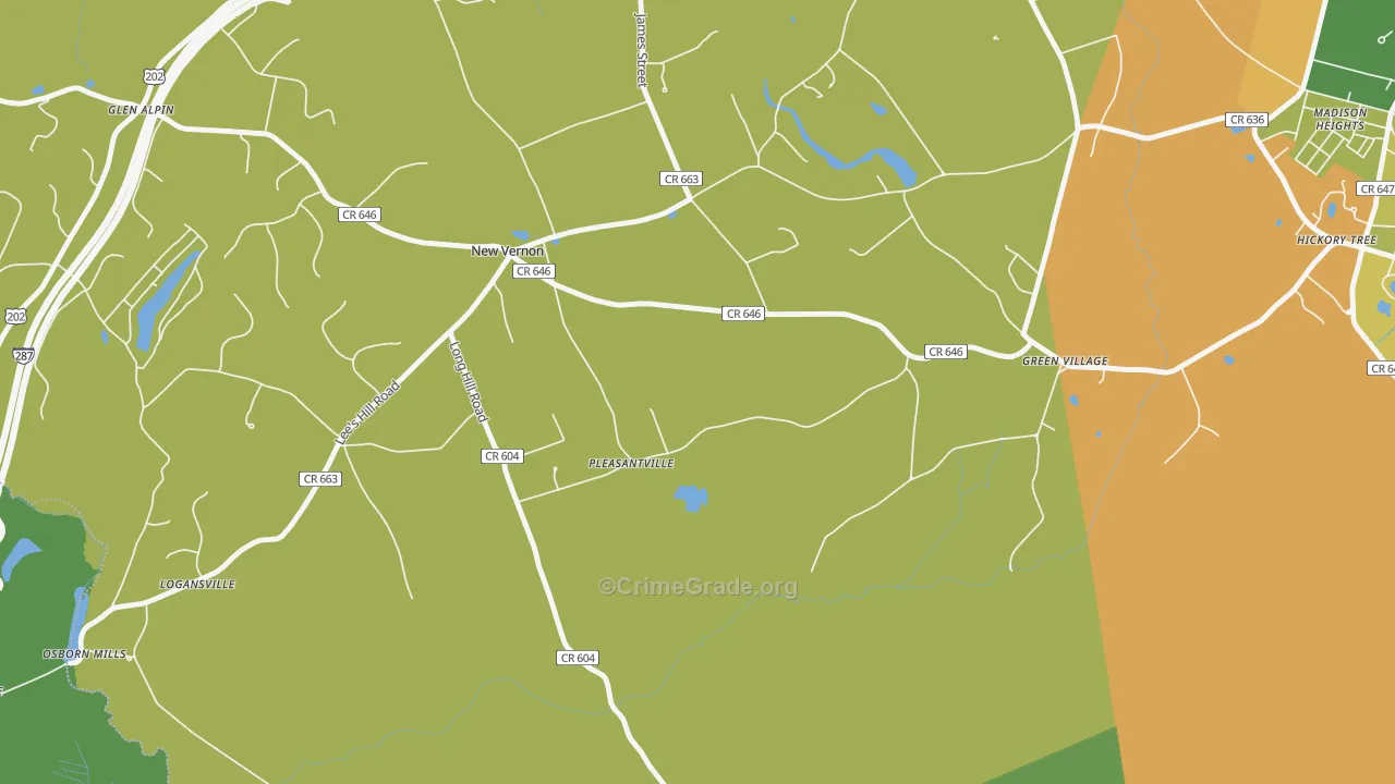 New Vernon, NJ Map of Vandalism Rates