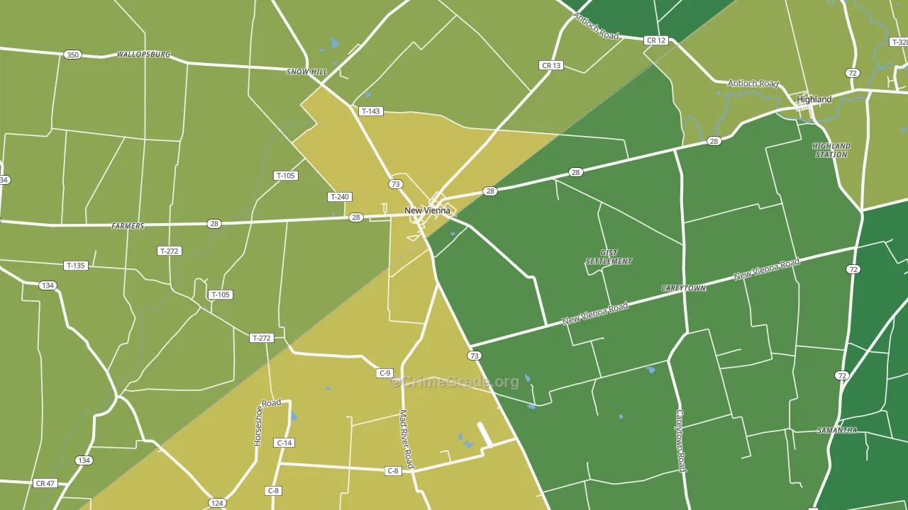 New Vienna, OH Map of Vandalism Rates
