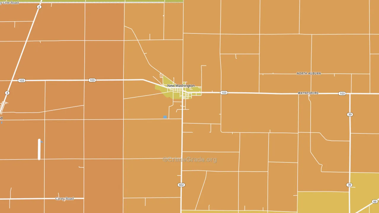 New Washington, OH Map of Vandalism Rates