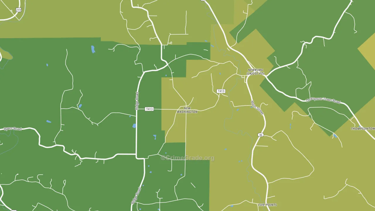 New Washington, PA Map of Vandalism Rates