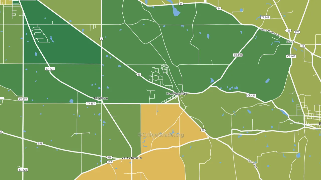 New Waterford, OH Map of Vandalism Rates