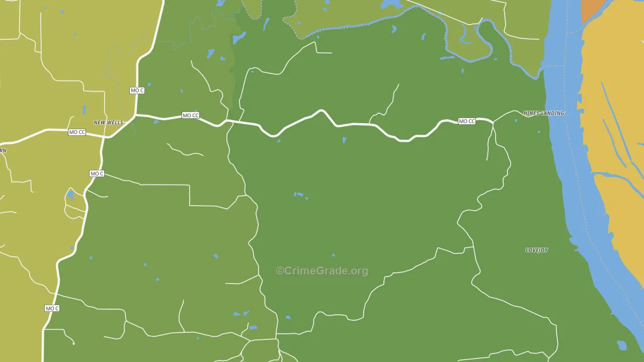 New Wells, MO Map of Vandalism Rates