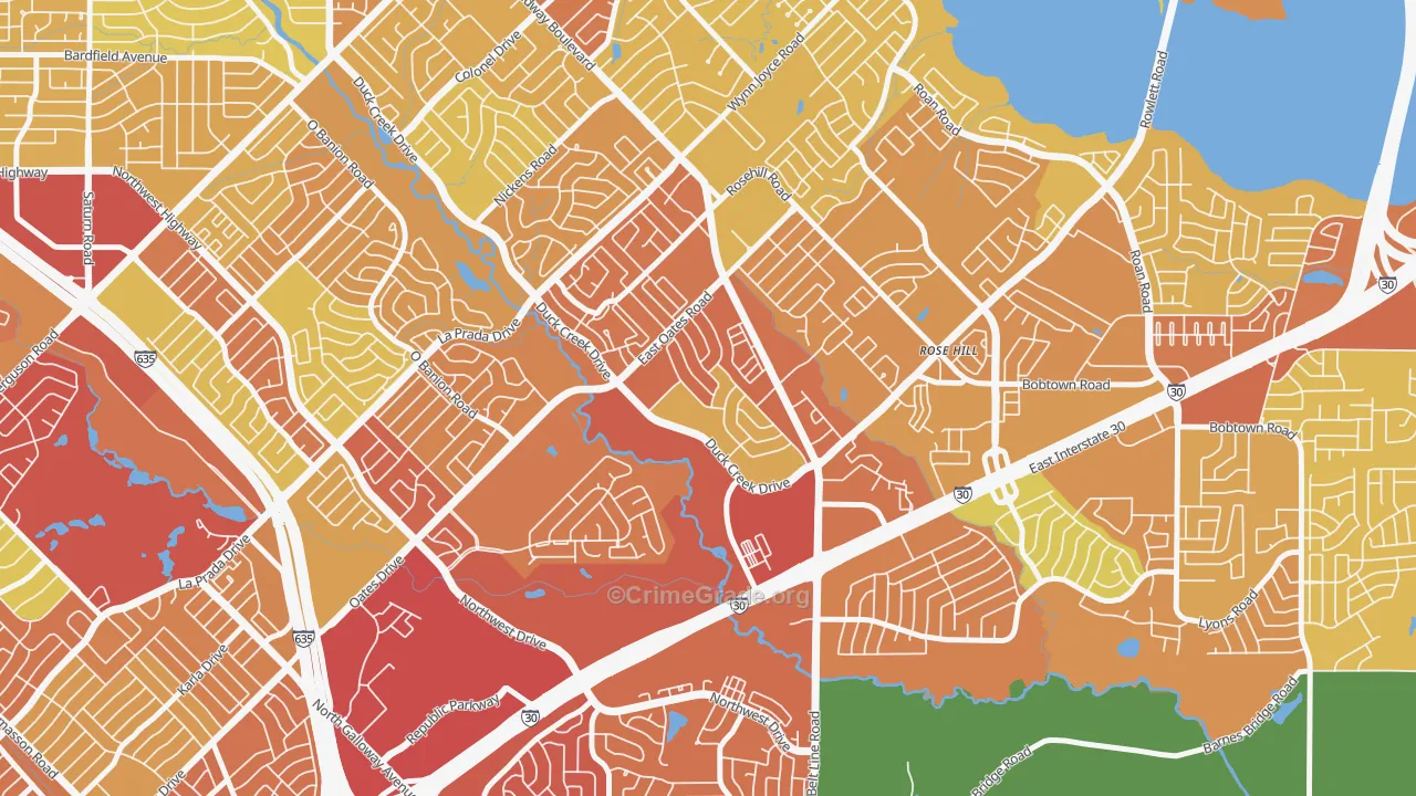 New West, Garland, TX Map of Vandalism Rates