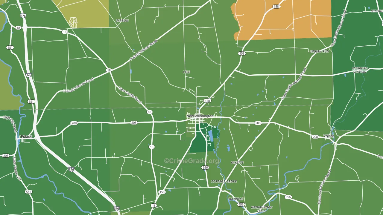 New Wilmington, PA Map of Vandalism Rates