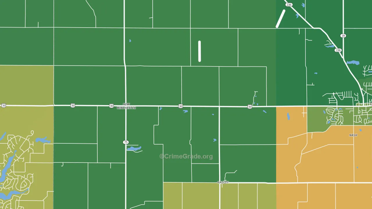 New Winchester, IN Map of Vandalism Rates