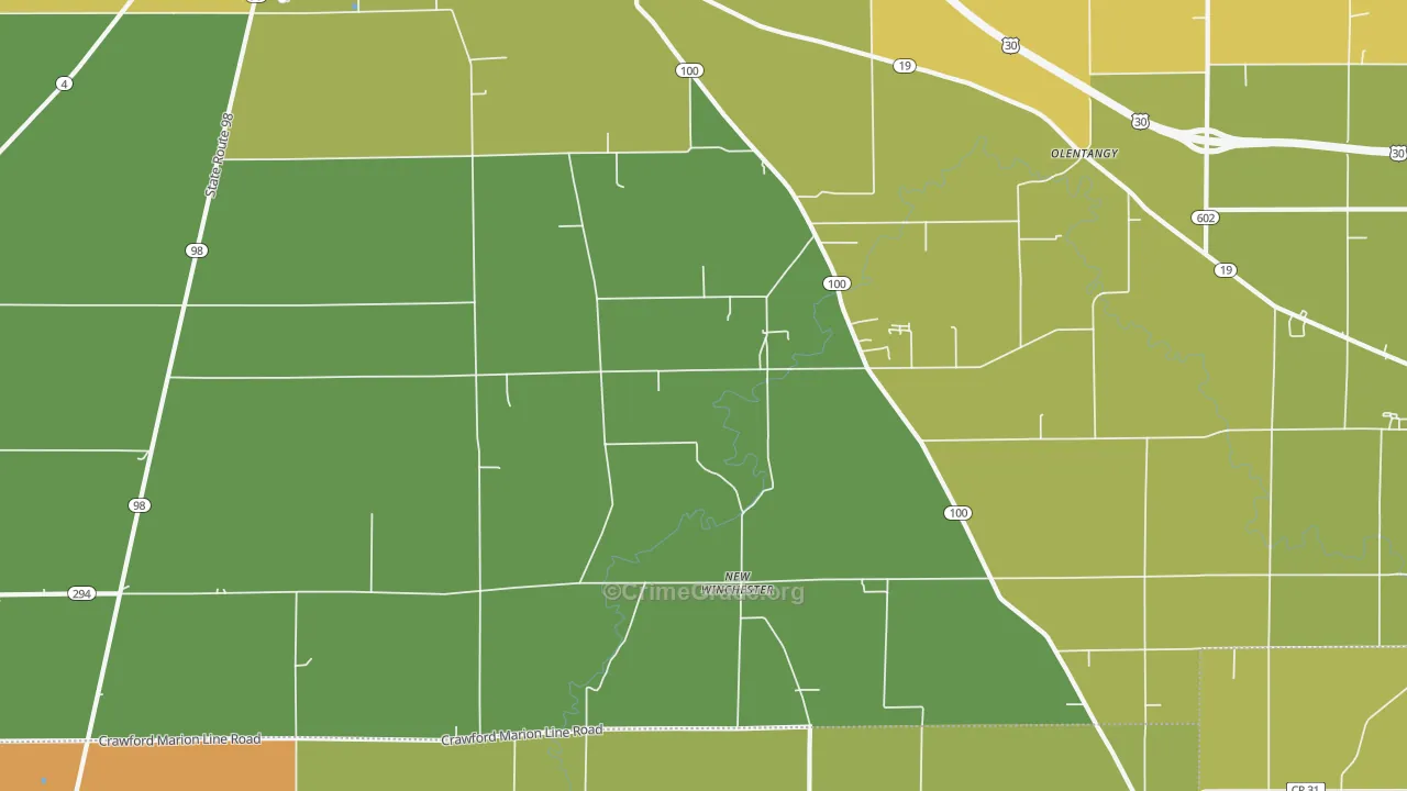 New Winchester, OH Map of Vandalism Rates