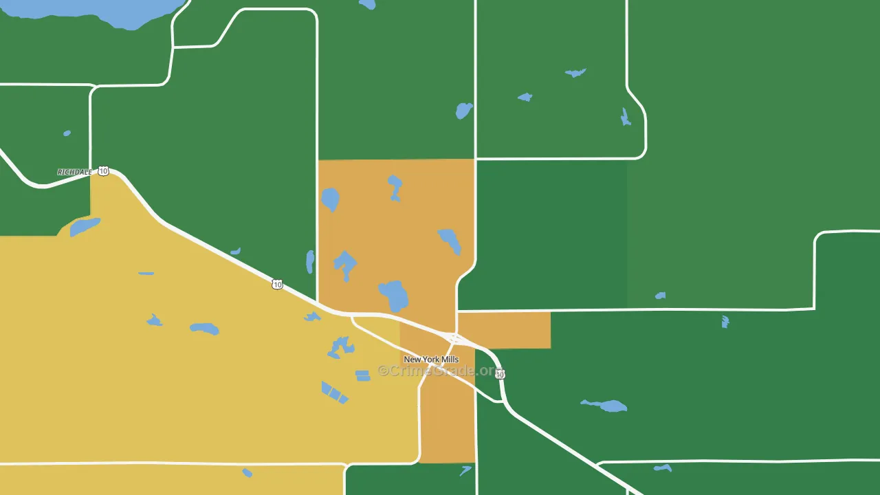 New York Mills, MN Map of Vandalism Rates