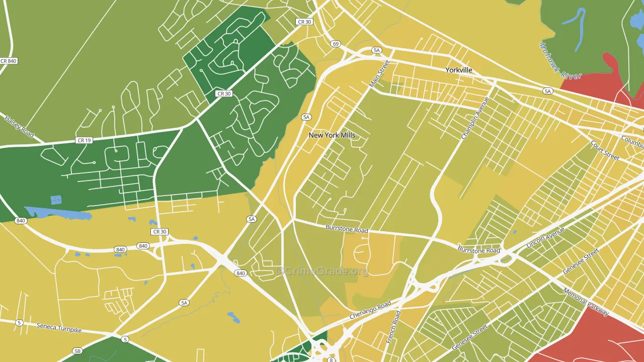 New York Mills, NY Map of Vandalism Rates