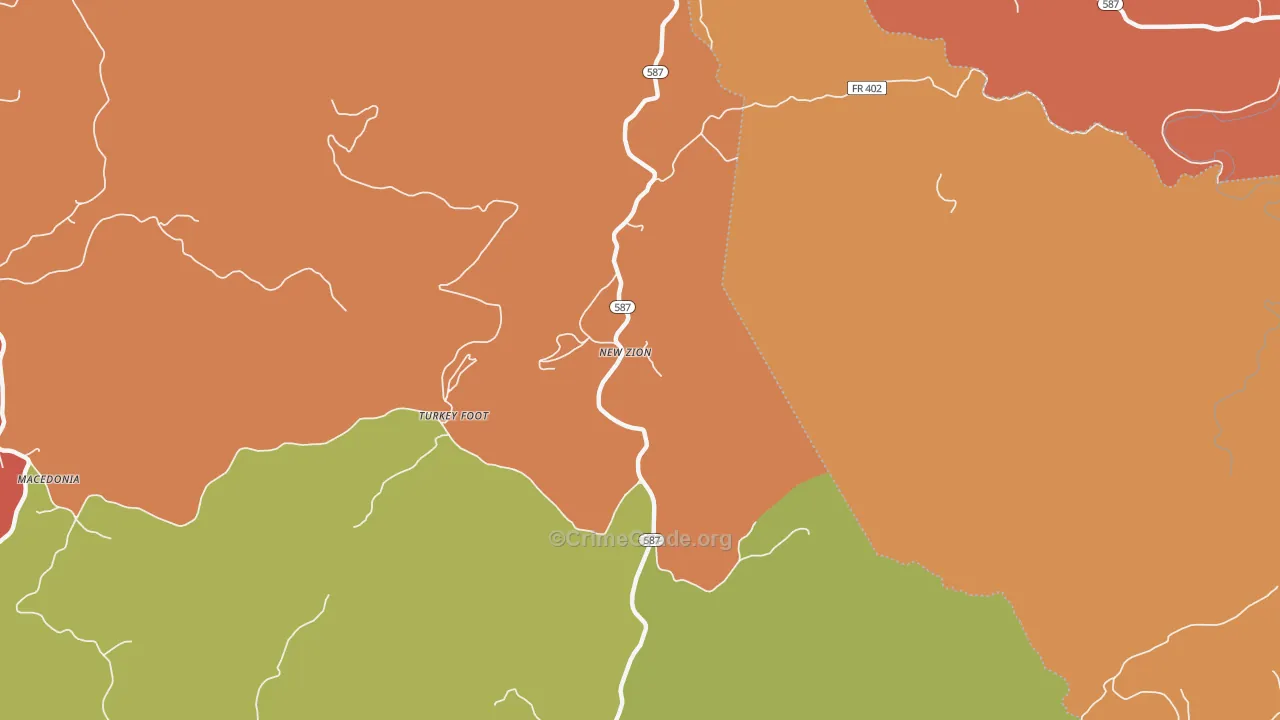 New Zion, KY Map of Vandalism Rates