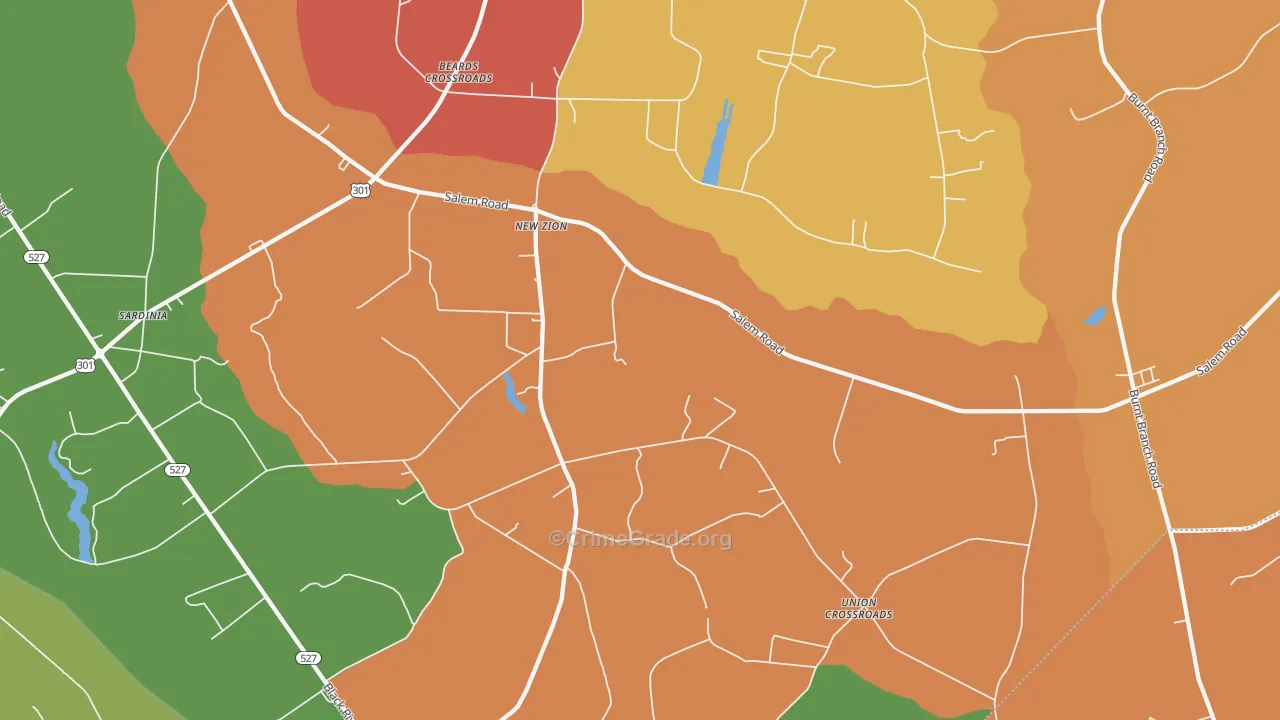 New Zion, SC Map of Vandalism Rates