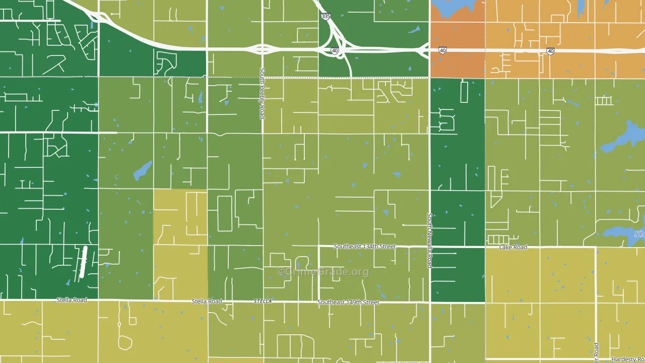 Newalla, OK Map of Vandalism Rates