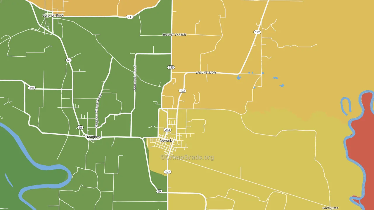 Newark, AR Map of Vandalism Rates