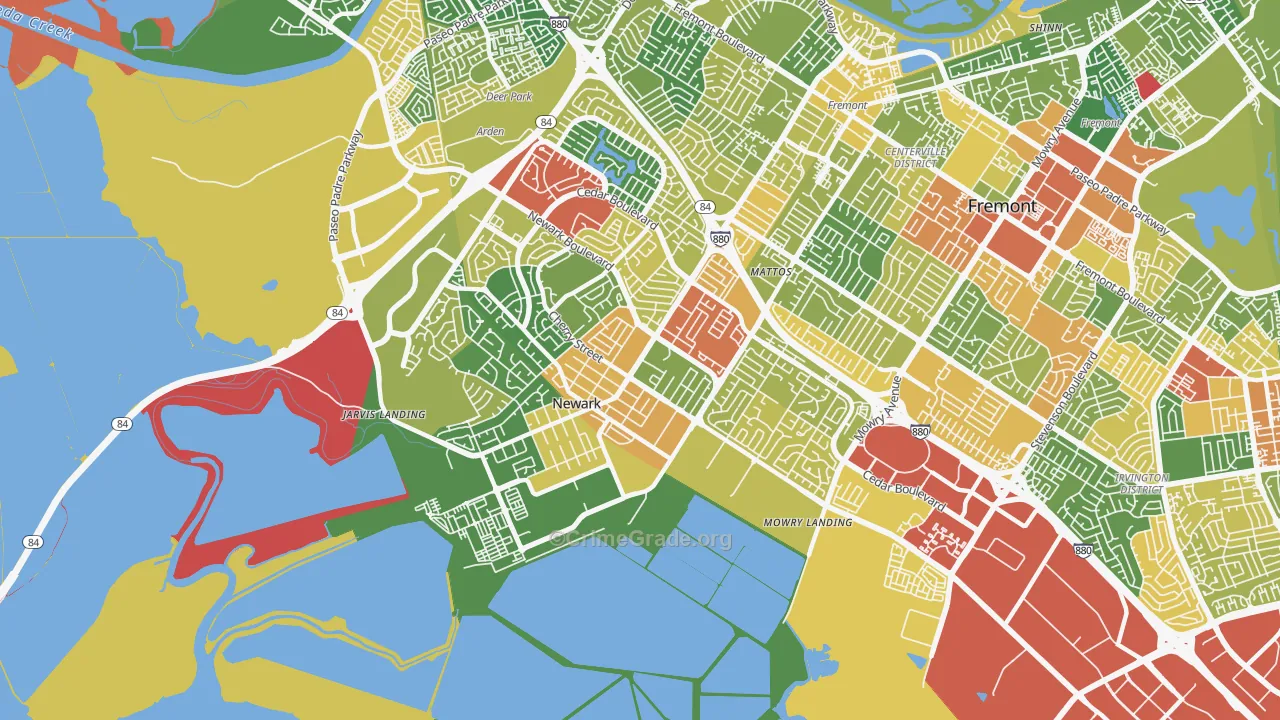 Newark, CA Map of Vandalism Rates