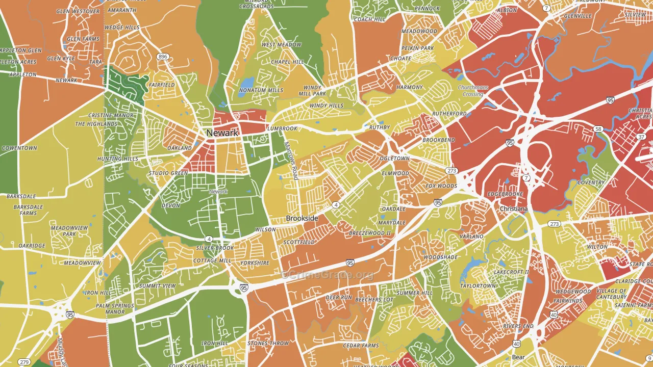 Newark, DE Map of Vandalism Rates