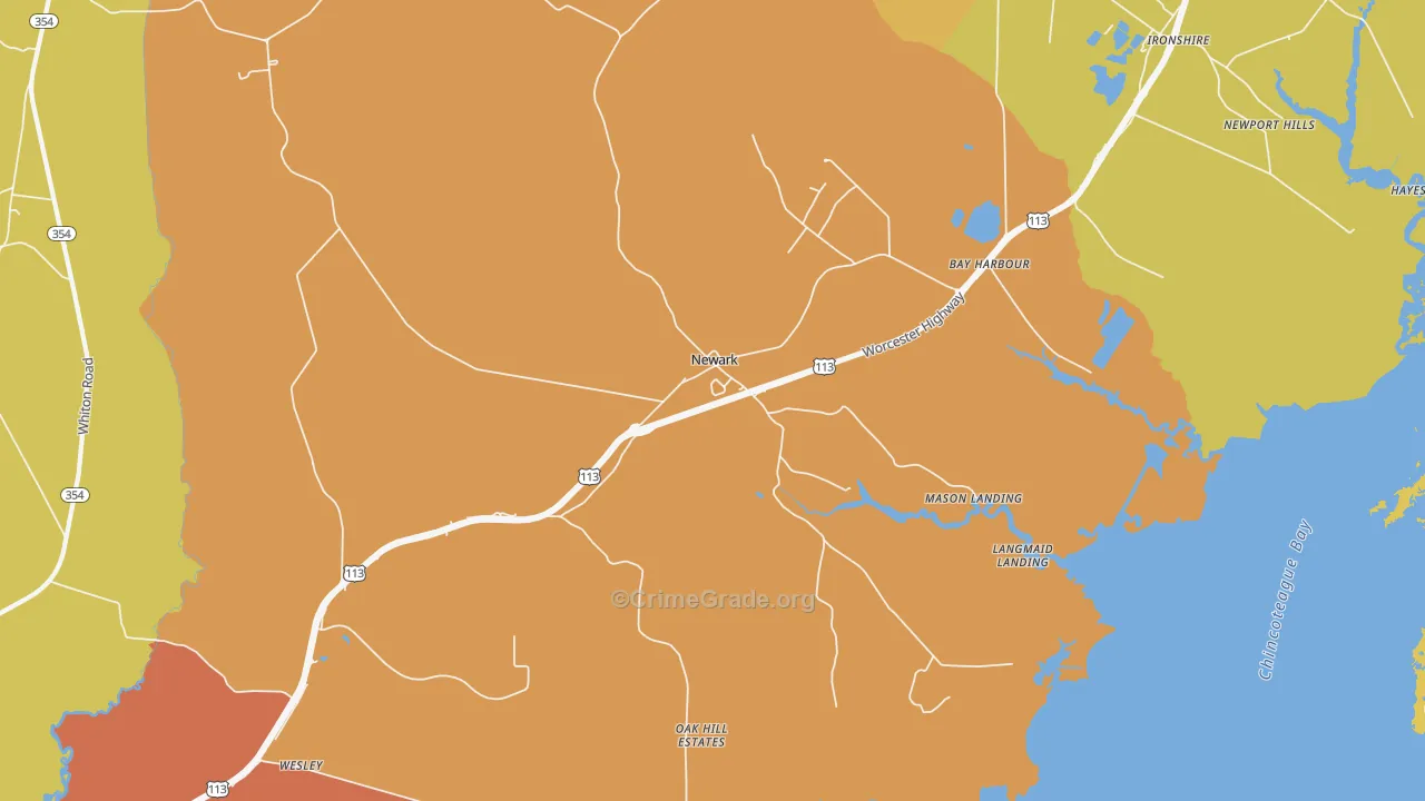 Newark, MD Map of Vandalism Rates