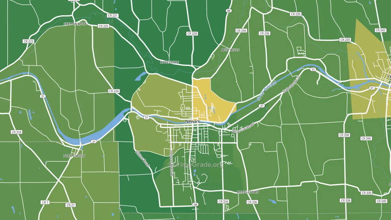 Newark, NY Map of Vandalism Rates
