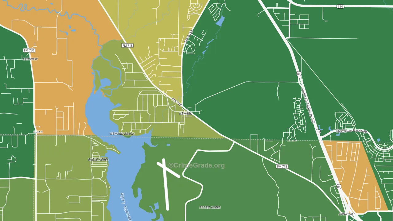 Newark, TX Map of Vandalism Rates