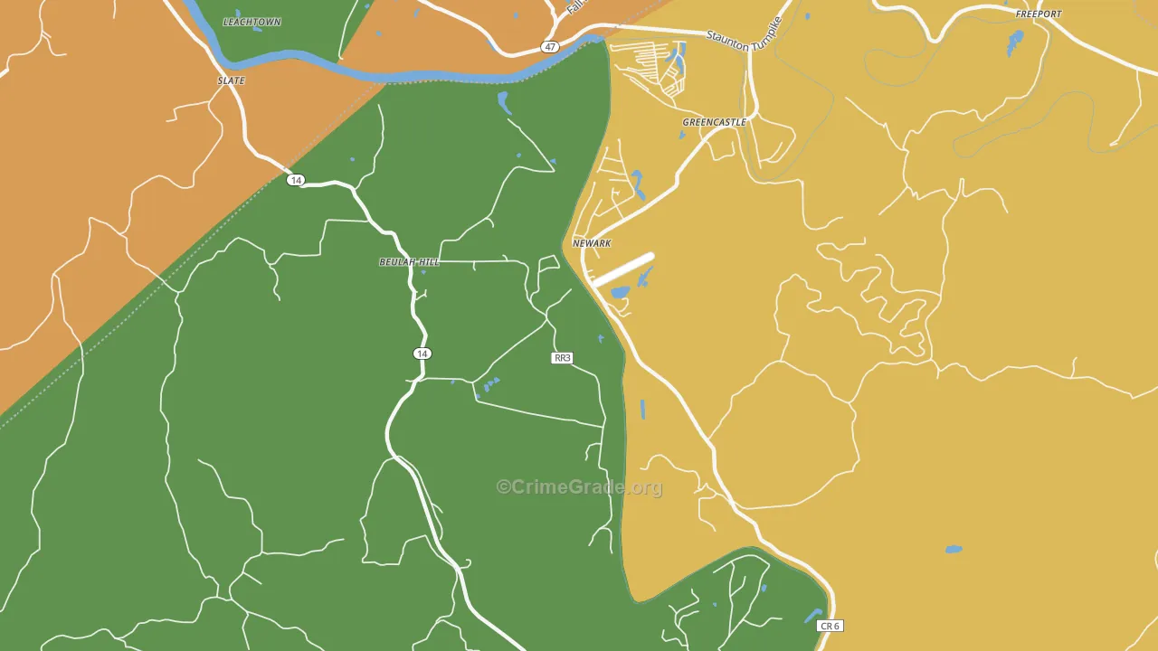 Newark, WV Map of Vandalism Rates