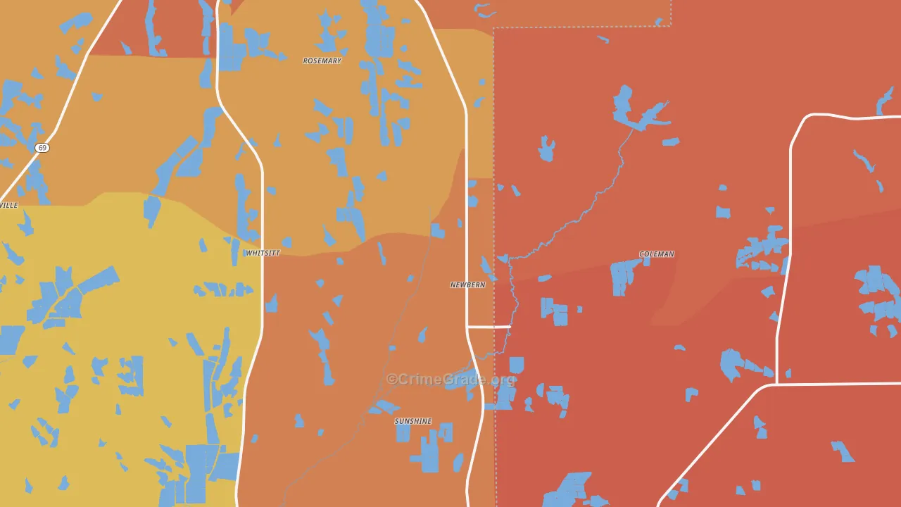 Newbern, AL Map of Vandalism Rates