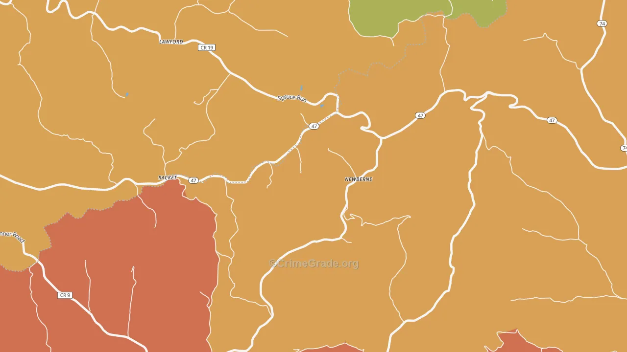 Newberne, WV Map of Vandalism Rates