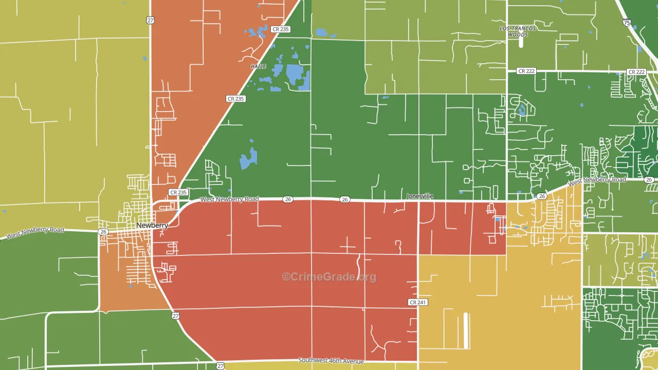 Newberry, FL Map of Vandalism Rates