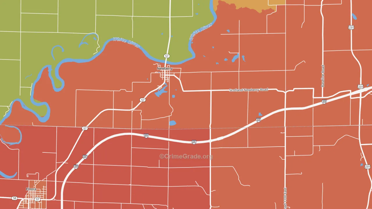 Newberry, IN Map of Vandalism Rates