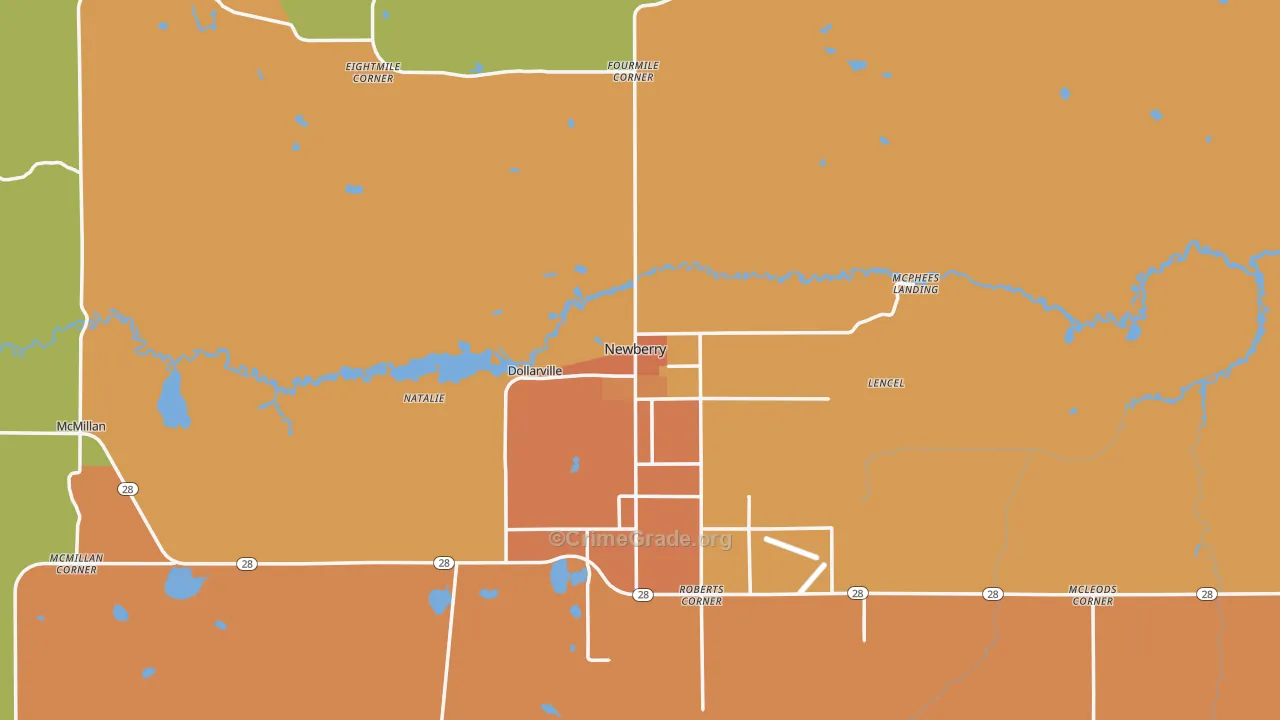 Newberry, MI Map of Vandalism Rates