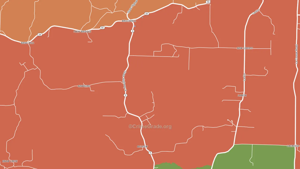 Newburg, AR Map of Vandalism Rates