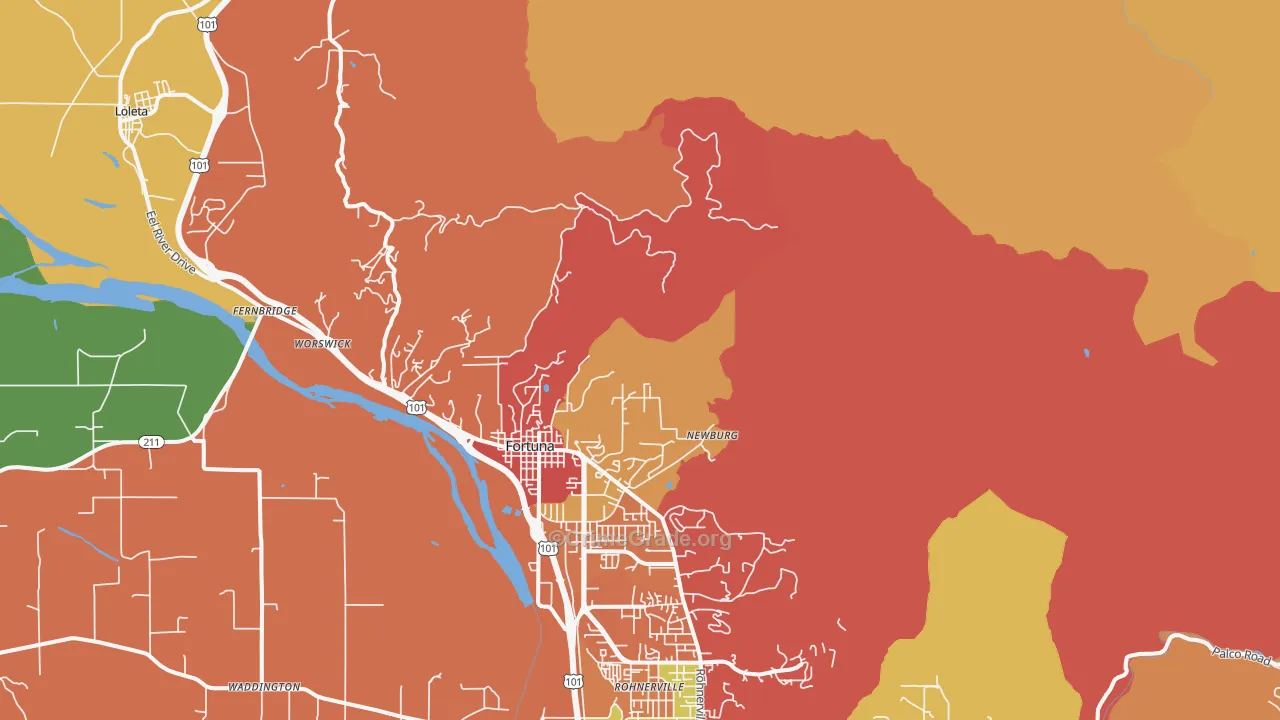 Newburg, CA Map of Vandalism Rates