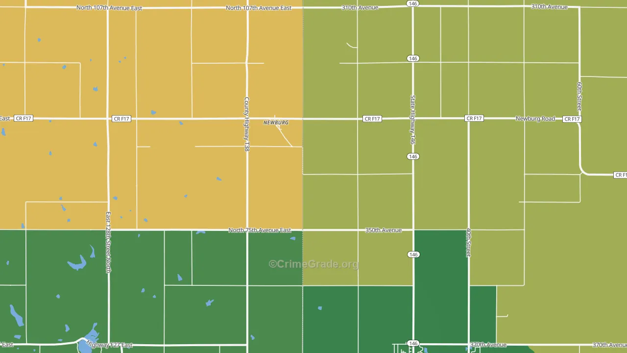 Newburg, IA Map of Vandalism Rates
