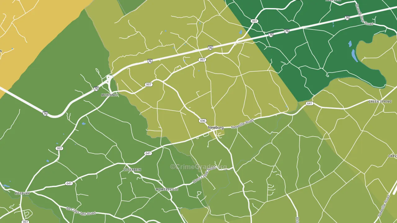 Newburg, PA Map of Vandalism Rates