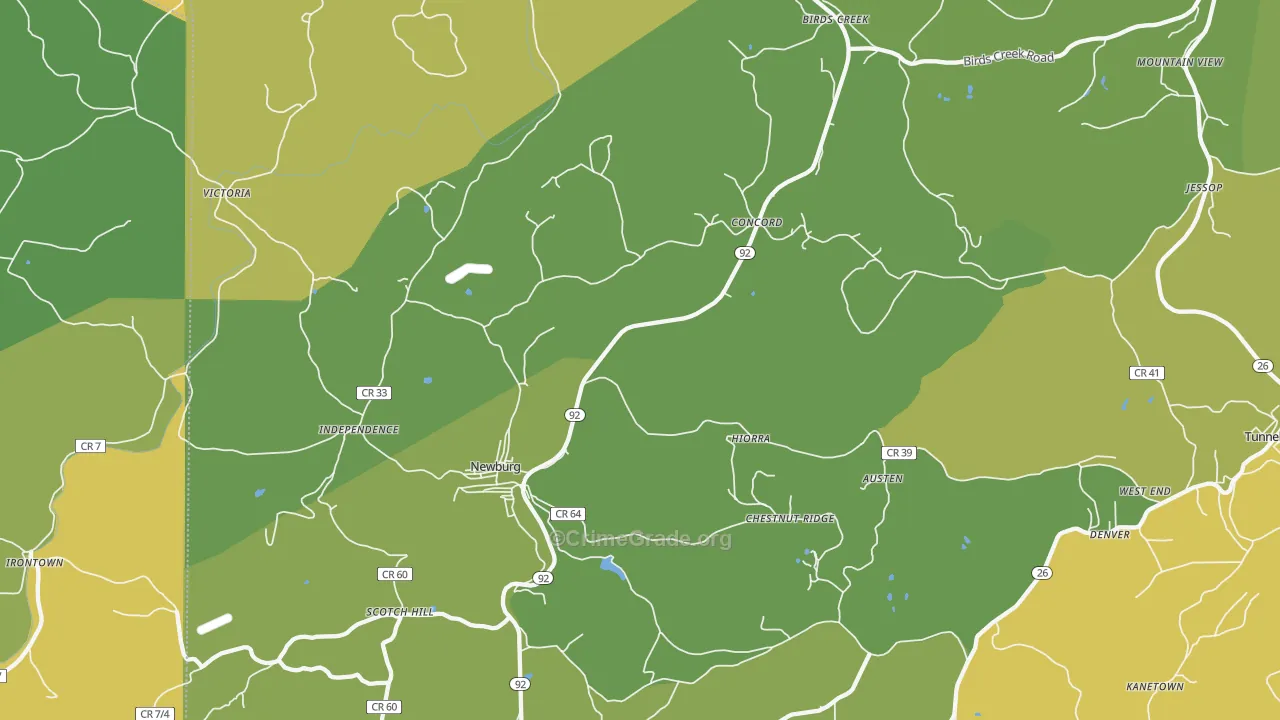 Newburg, WV Map of Vandalism Rates