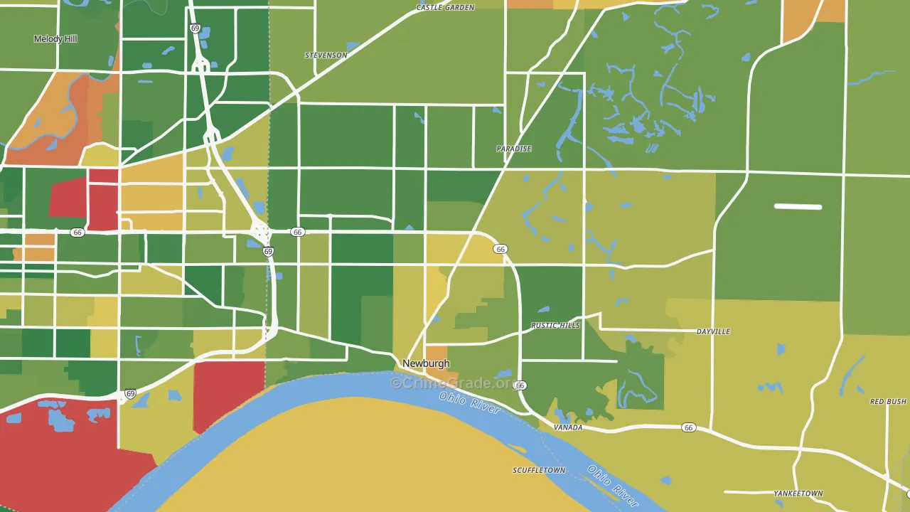 Newburgh, IN Map of Vandalism Rates
