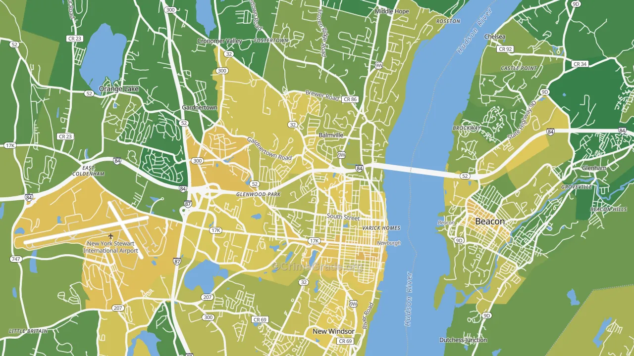 Newburgh, NY Map of Vandalism Rates